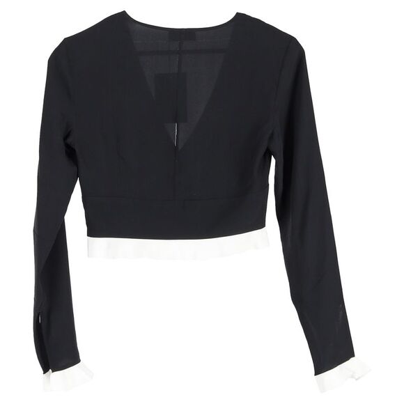 RED Valentino Ruffled-Hem Cropped Top in Black Viscose